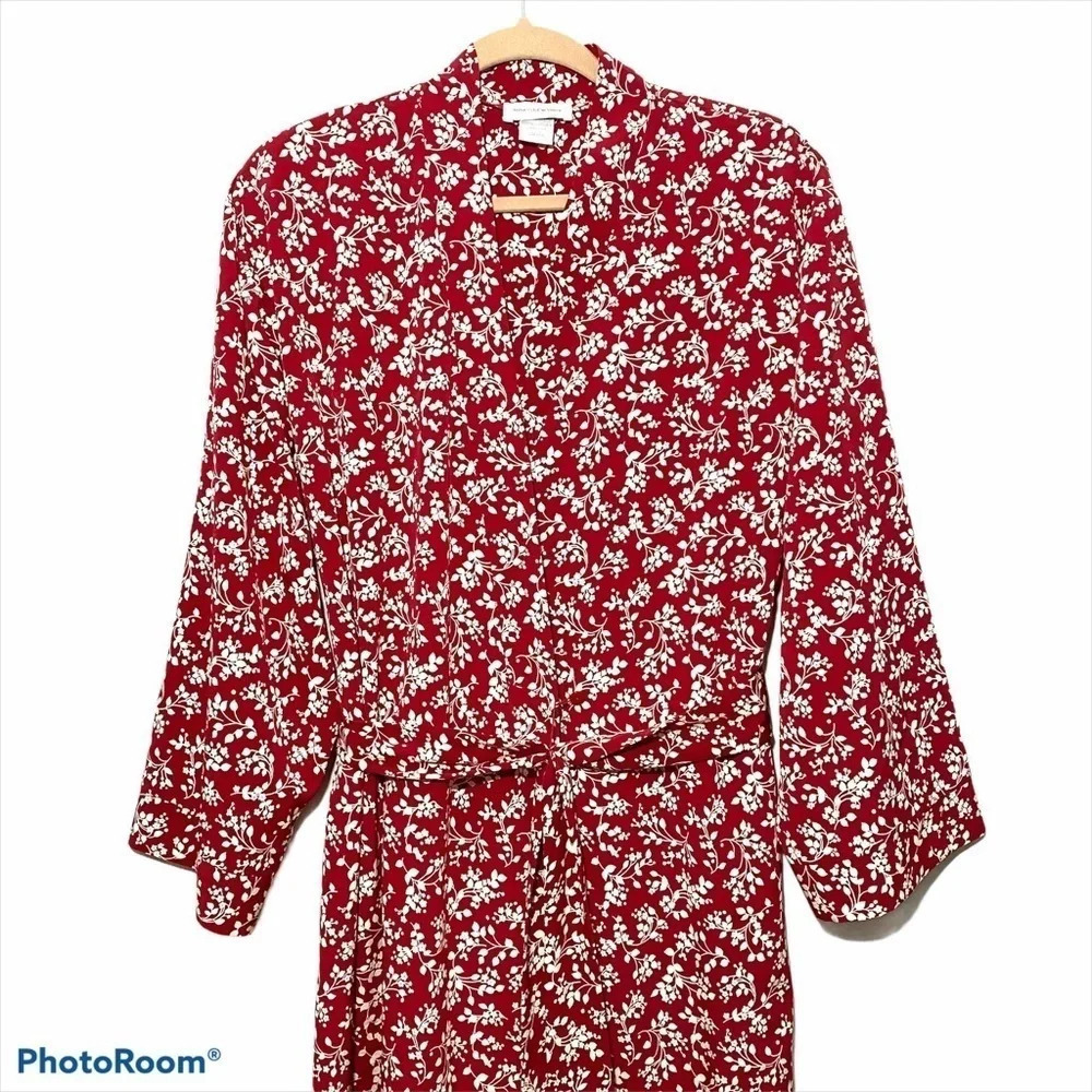 Jones New York Women Red/White Flower Kimono Robe